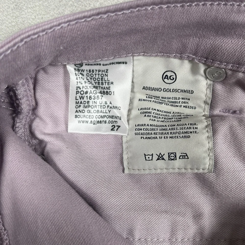 AG Adriano Goldschmied Women's The Prima Crop Pink‎ Cigarette Jeans Size 27 USA